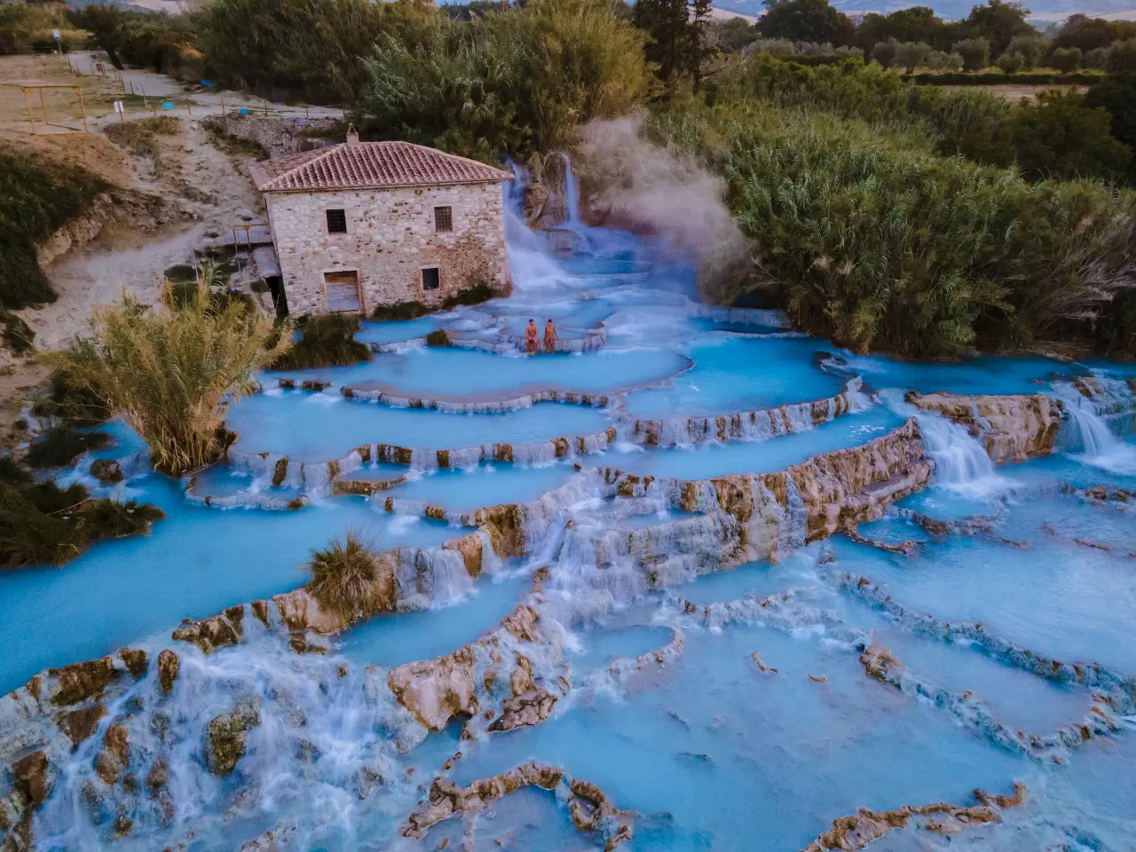 Cascate del Mulino, Saturnia, viste dall'alto