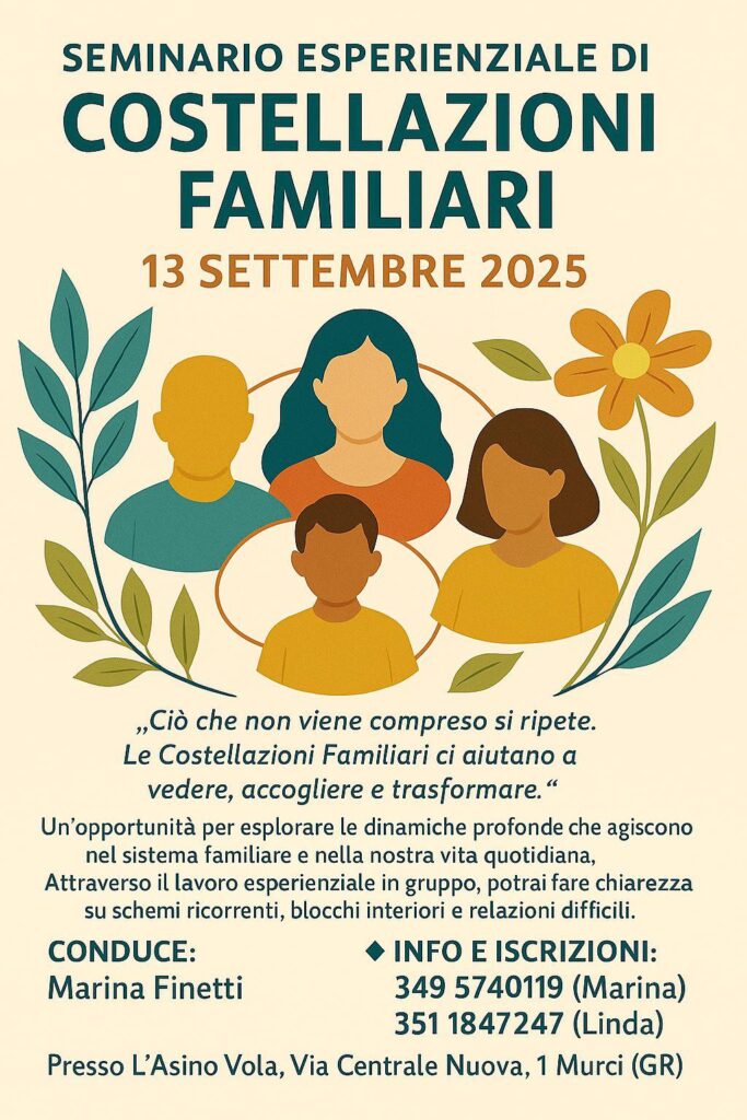 locandina seminario di costellazioni familiari a Murci